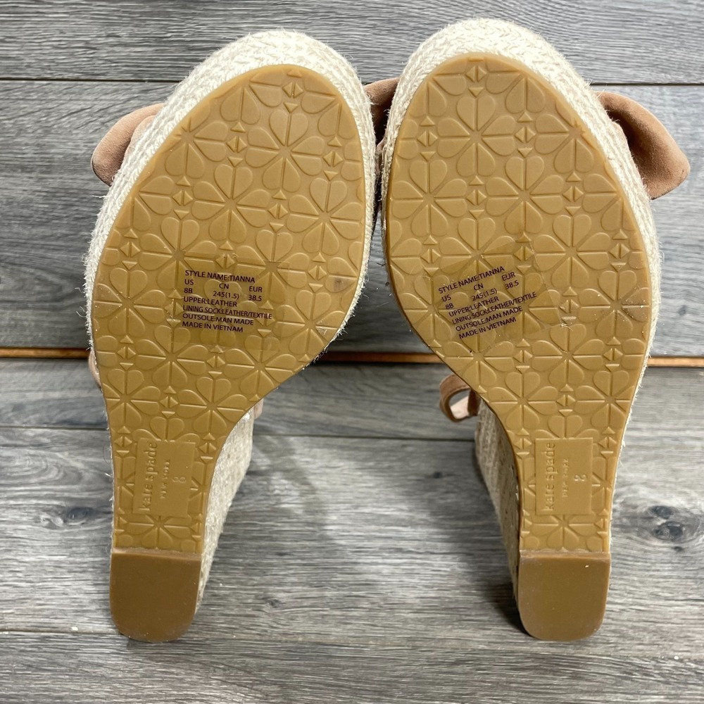 Kate Spade Sandals Womens 8 B Pink Leather Strap Espadrille Wedge Platform New - Picture 11 of 12